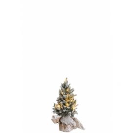 Zasněžený vánoční stromek v jutě se světýlky - Ø 14*30cm J-Line by Jolipa