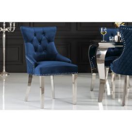 LuxD Designová židle Queen Lví hlava samet královská modrá