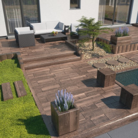 Betonové prvky, které jsou ozdobou zahrady i domu