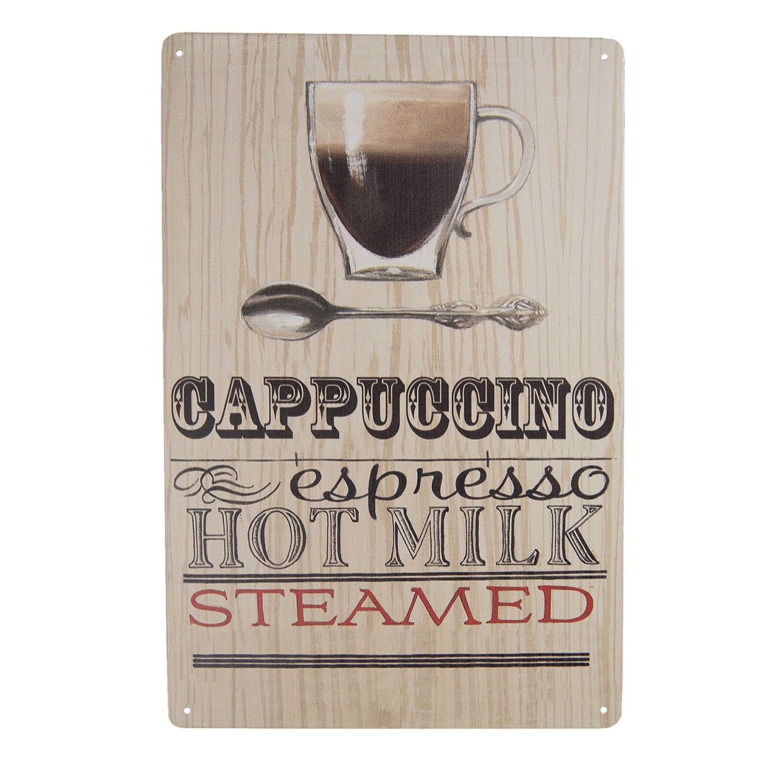Nástěnná plechová cedule Cappuccino - 20*30 cm Clayre & Eef - LaHome - vintage dekorace