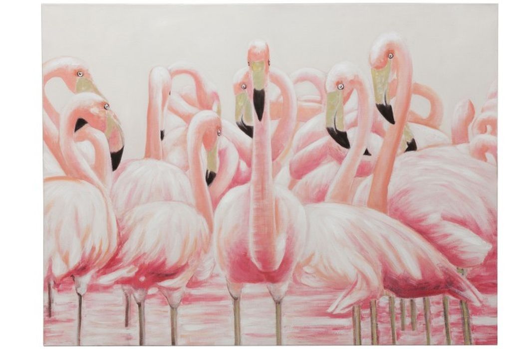 Obraz s plameňáky Flamingos - 120*3,5*90cm J-Line by Jolipa - LaHome - vintage dekorace