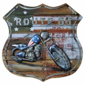 Nástěnný obraz Moto route 66 - 60*5.5*60 cm Clayre & Eef LaHome - vintage dekorace