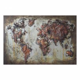 Kovový nástěnný obraz Mapa světa - 120*4*80 cm Clayre & Eef LaHome - vintage dekorace