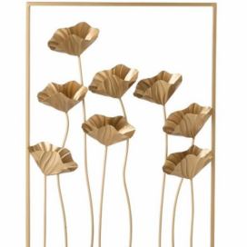 Zlatá nástěnná dekorace / obraz květy Flowers - 51*10*68cm J-Line by Jolipa