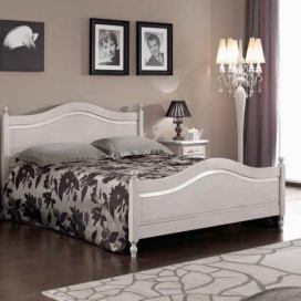 Masivní zdobená dvoulůžková postel v barvě antické šedé se stříbrným lemem Mdum