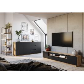 Komplet nábytku do obývacího pokoje Loftia 3 artisan/Černý mat