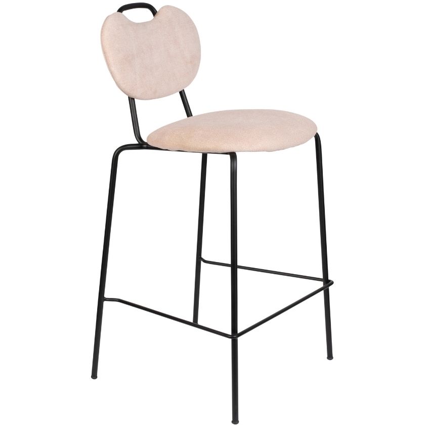 White Label Světle růžová látková barová židle WLL ASPEN 65 cm - Designovynabytek.cz