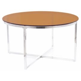 Konferenční stolek CRYSTAL A kouřové jantarové sklo/Stříbrný FI 80