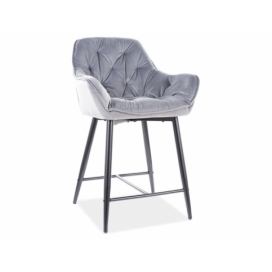 Barová židle CHERRY H2 VELVET Černá Konstrukce/šedý BLUVEL 14