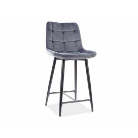 Barová židle CHIC H2 VELVET Černá Konstrukce/ šedý BLUVEL 14