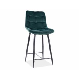 Barová židle CHIC H2 VELVET Černá Konstrukce / Zelený BLUVEL 78