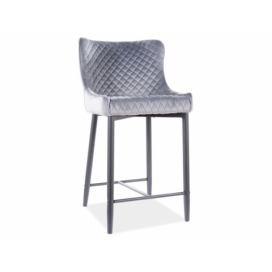 Barová židle COLIN B H2 VELVET Černá konstrukce/šedý BLUVEL14