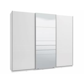 Třídveřová posuvná skříň se zrcadlem Auri 270 - bílá/bílá lesk