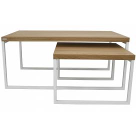 Designovynabytek.cz: Take Me Home Set dvou dubových konferenčních stolků Doblo 53 x 53/100 x 60 cm s bílou podnoží