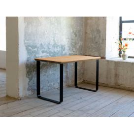 Benlemi Dubový pracovní stůl ISAAC s kolmou kovovou podnoží Kvalita dřeva: A/B nejvyšší kvalita, Opracování hrany: Zaoblená hrana