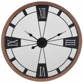 Home Styling Collection Průmyslové hodiny v dřevěném rámu, O 70 cm