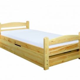 Drewmax Drewmax Vyvýšená borovicová postel LK144 90 x 200 cm s úložným prostorem + výklopný lamelový rošt