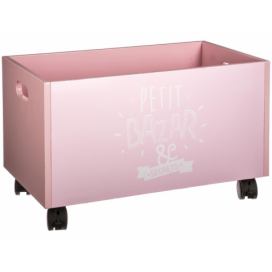 Atmosphera for kids Úložný box na hračky PETIT BAZAR, 48 x 30 x 28 cm, na kolečkách, růžový