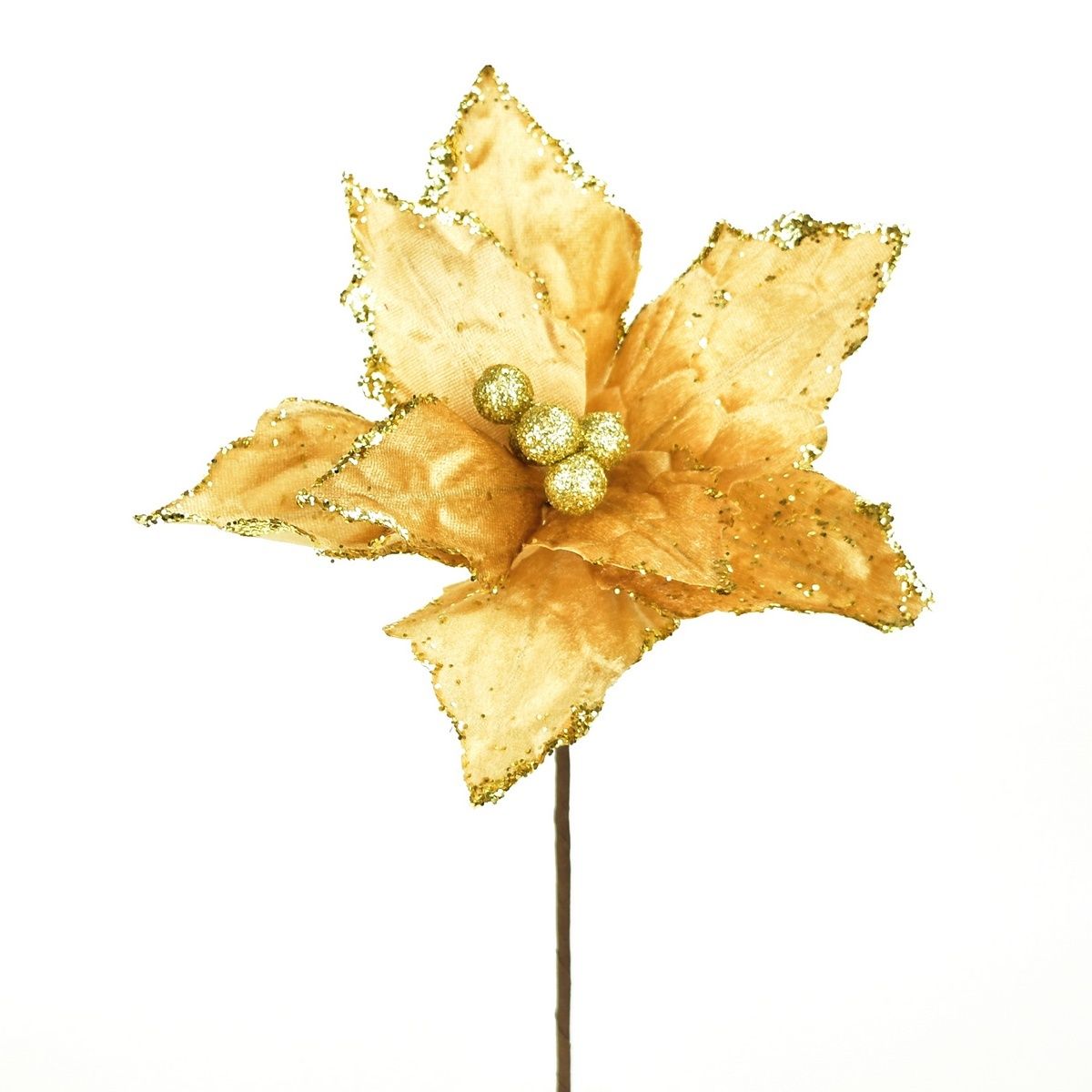 Vánoční květina Ponsettie třpytivá, 25 x 30 cm, šampaň - 4home.cz