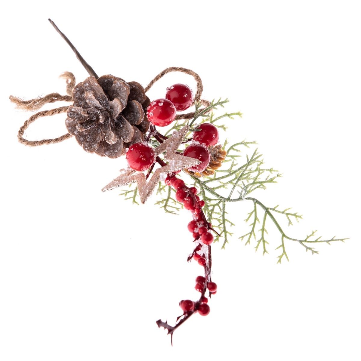 Dekorační vánoční větvička s červenými bobulemi, 15 x 29 x 6 cm - 4home.cz
