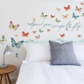 York Wallcoverings Samolepky na stěnu motýli s nápisem WINGS