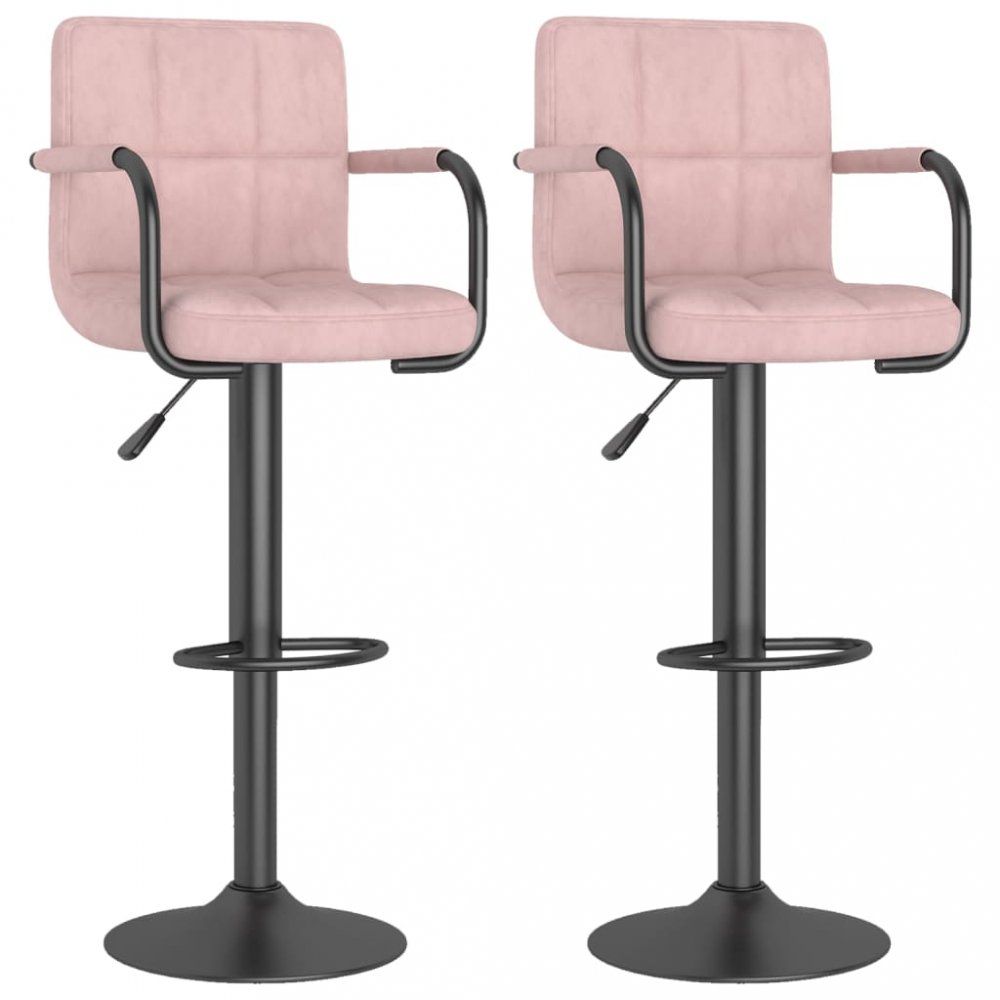 Barová židle 2 ks samet / kov Dekorhome Růžová - DEKORHOME.CZ