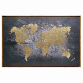 Atmosphera Světová mapa nástěnné dekorace, plátěný rám, 58 x 88 cm