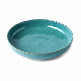 Tyrkysový hluboký  keramický talíř ø 20 cm Peacock – MIJ
