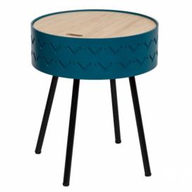 Atmosphera Konferenční stolek SHIRO s úložným prostorem, O 38,5 cm, modrý