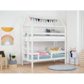 Benlemi Domečková patrová postel MONTY pro dvě děti Zvolte barvu: Transparentní vosková lazura matná, Výška: 242 cm