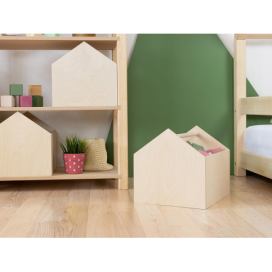 Benlemi Dřevěný úložný box HOUSE ve tvaru domečku Zvolte barvu: Přírodní dekor bez laku