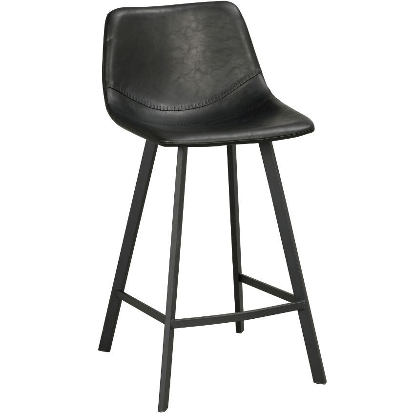 Černá koženková barová židle ROWICO AUBURN 65 cm - Designovynabytek.cz