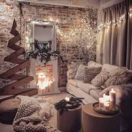 Nazdobený vánoční obývací pokoj