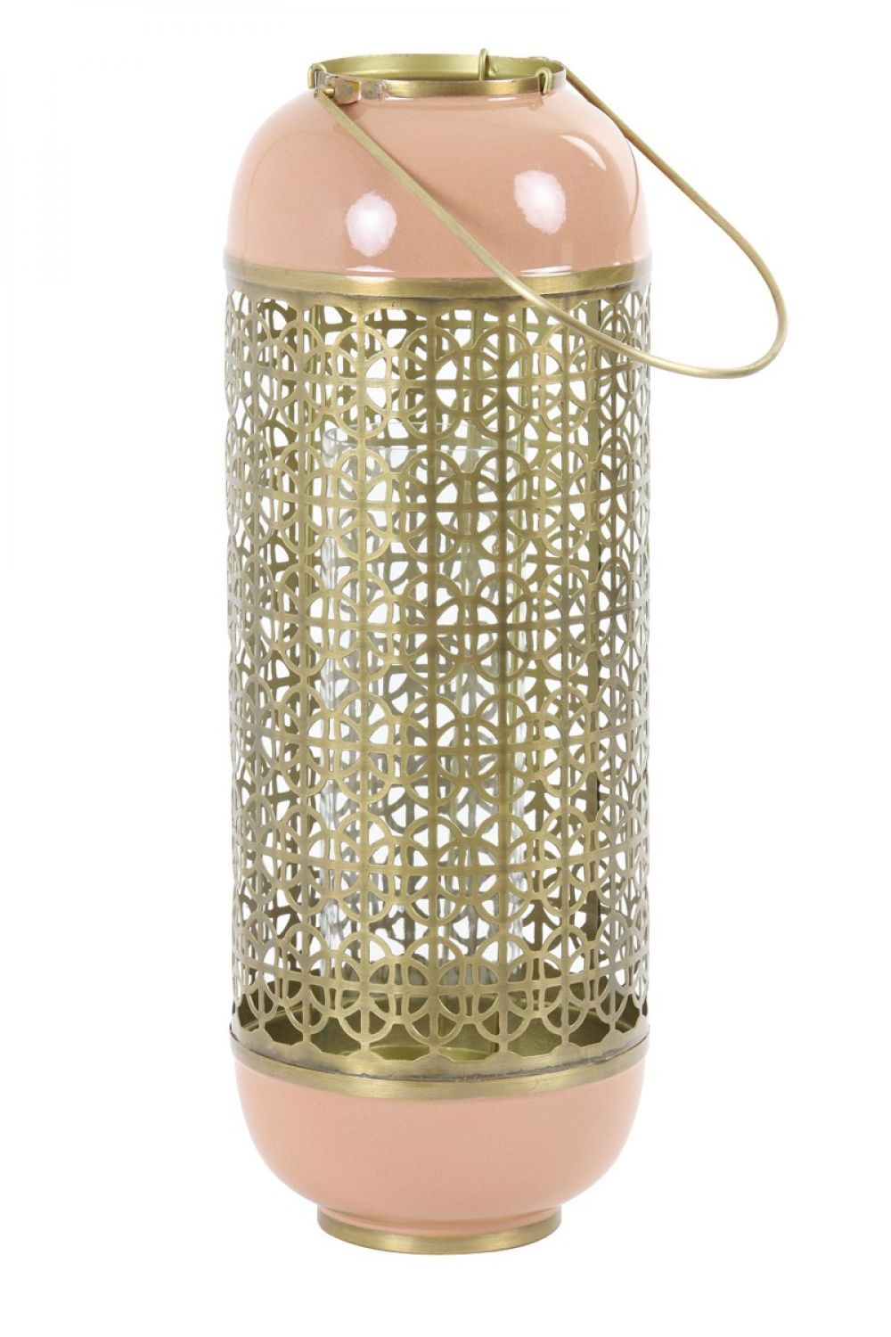 Růžovo-zlatá kovová lucerna Rohit rose - Ø 16*44 cm Light & Living - LaHome - vintage dekorace