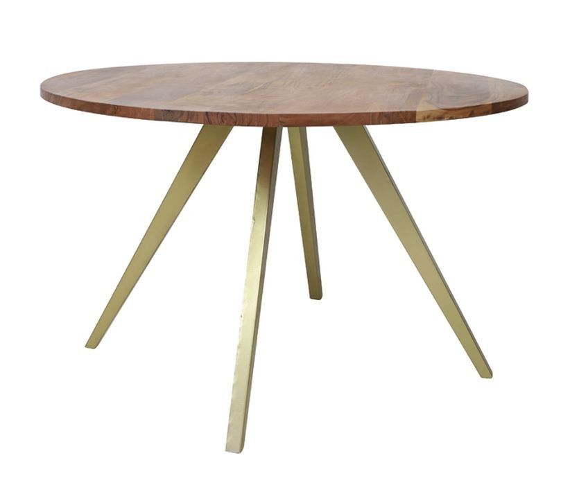 Kulatý jídelní stůl s dřevěnou deskou z akáciového dřeva Mimoso - Ø 120*75 cm Light & Living - LaHome - vintage dekorace