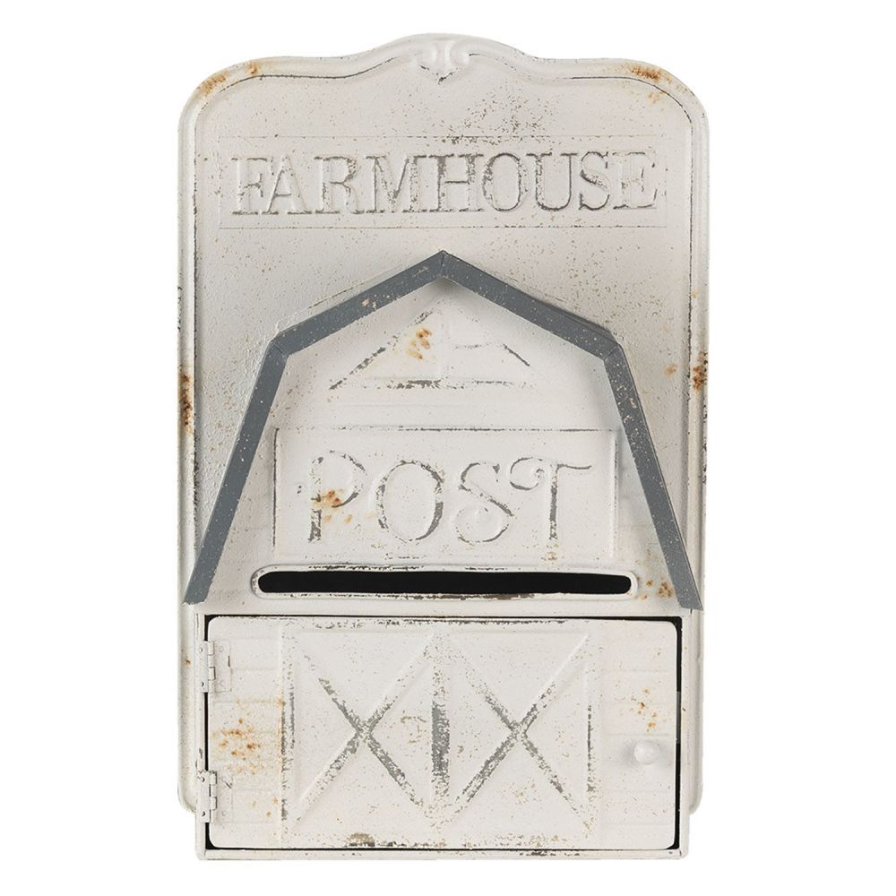 Bílo šedá retro poštovní schránka Farmhouse - 26*12*39 cm Clayre & Eef - LaHome - vintage dekorace
