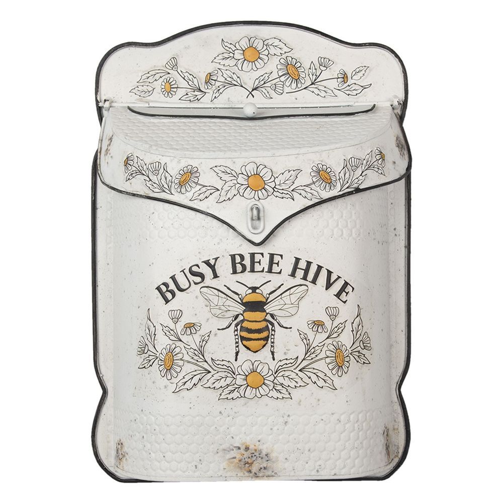 Krémová retro poštovní schránka s včelou Bee Hive - 27*8*39 cm Clayre & Eef - LaHome - vintage dekorace