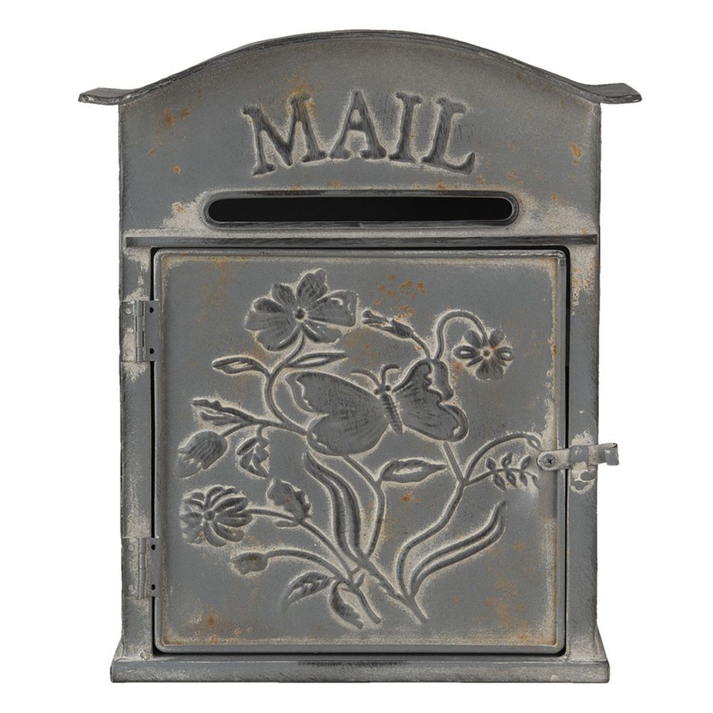 Šedá retro poštovní schránka Mail - 26*10*31 cm Clayre & Eef - LaHome - vintage dekorace