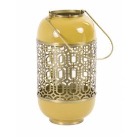 Žluto -zlatá kovová lucerna Rohit - Ø 16*30 cm Light & Living LaHome - vintage dekorace