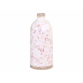 Keramická dekorační váza s růžovými kvítky Floral Cannes - Ø 11*26cm Chic Antique