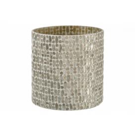 Veliký stříbrno - bílý skleněný svícen Mosaic - Ø 19*20cm J-Line by Jolipa