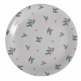 Porcelánový dezertní talíř s cesmínou Holly Christmas - Ø 20 cm Clayre & Eef