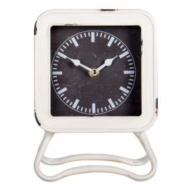 Bílé kovové stolní hodiny s patinou - 16*5*22 cm Clayre & Eef