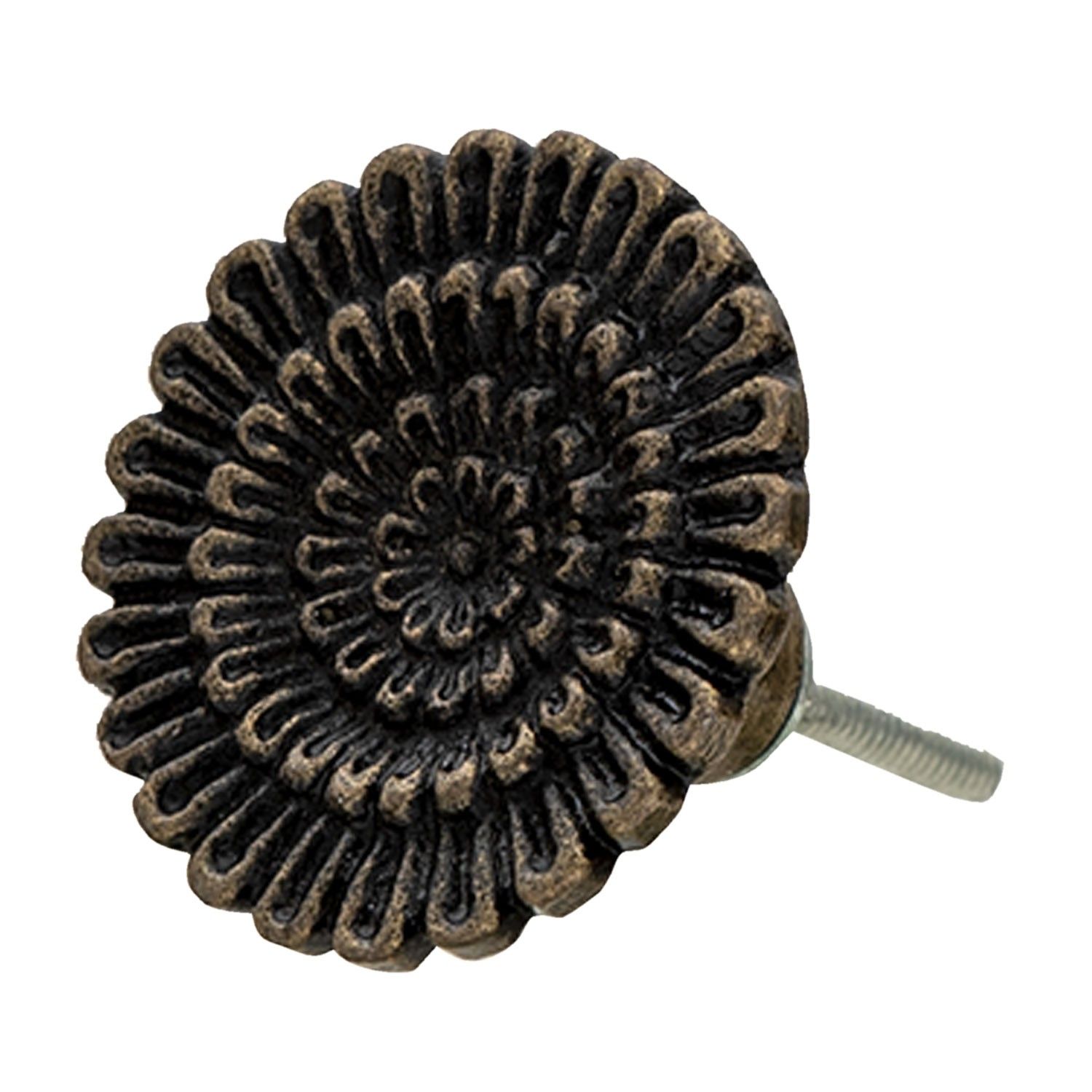 Sada 4ks kovová hnědá úchytka ve tvaru květiny Jeanine - Ø 5*3 cm Clayre & Eef - LaHome - vintage dekorace