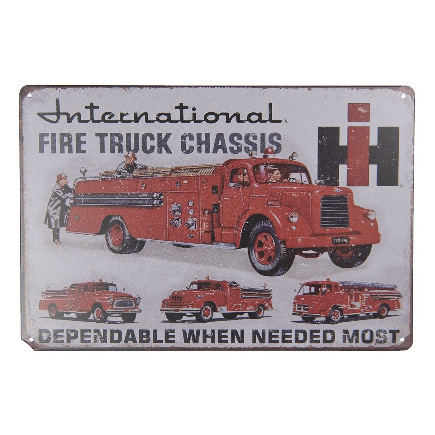 Kovová nástěnná cedule Fire Truck - 30*20 cm Clayre & Eef - LaHome - vintage dekorace