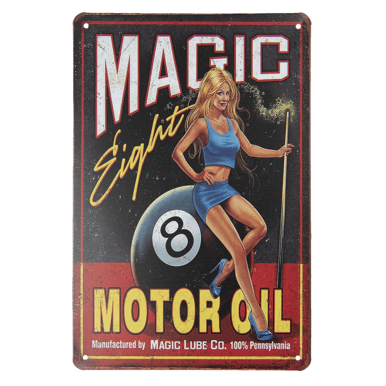 Nástěnná kovová cedule Magic Oil - 20*30 cm Clayre & Eef - LaHome - vintage dekorace
