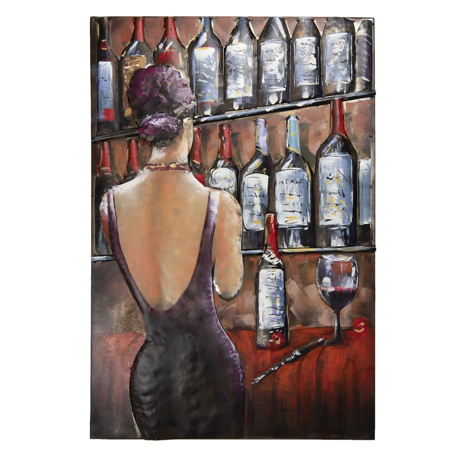 Kovový obraz na stěnu Žena v baru - 120*5*80 cm Clayre & Eef - LaHome - vintage dekorace