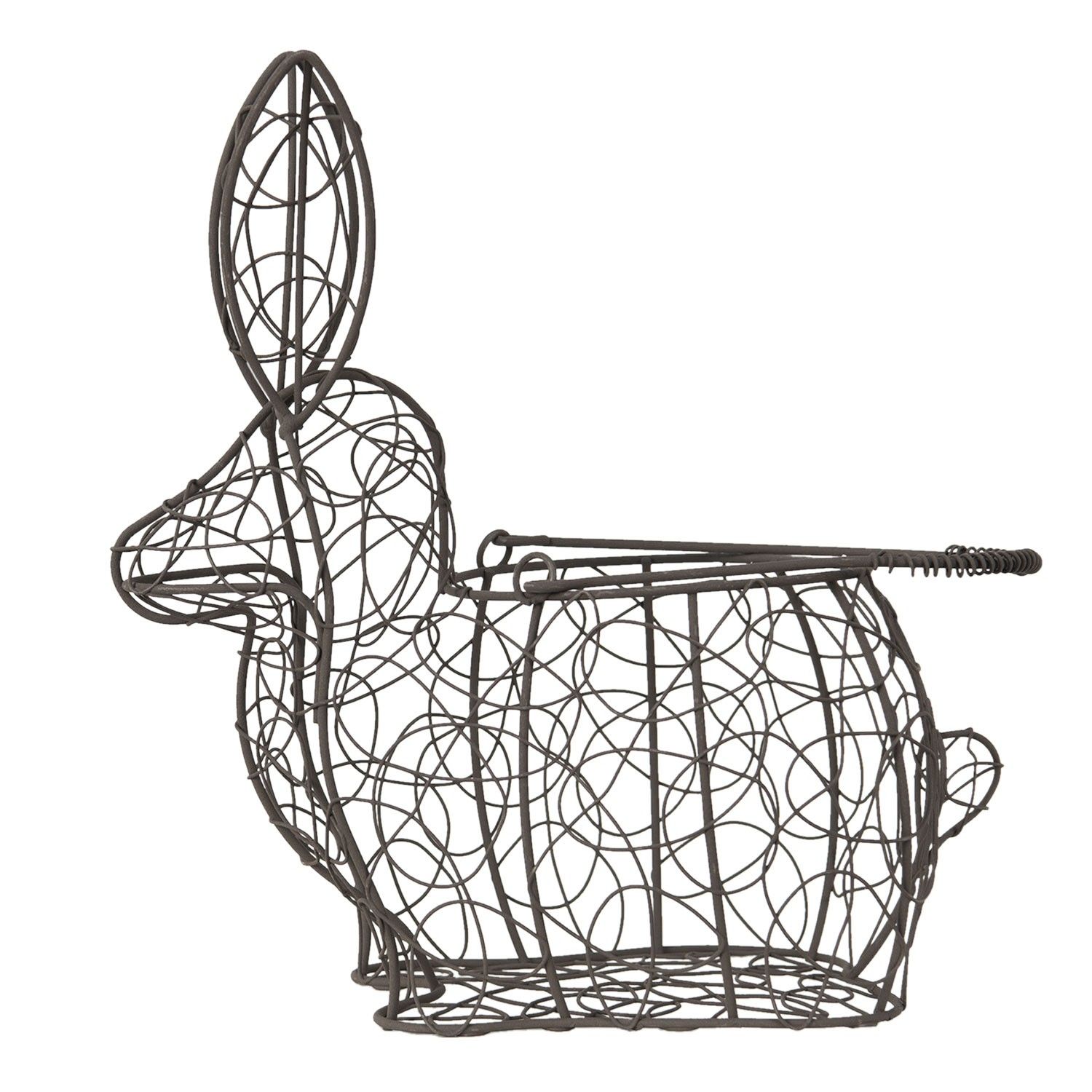 Hnědý dekorační drátěný košík ve tvaru králíka - 26*15*28 cm Clayre & Eef - LaHome - vintage dekorace