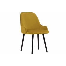 Žlutá sametová jídelní židle MICADONI FLINT