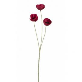 Vínová umělá dekorativní květina Vlčí mák - 15*7*50 cm J-Line by Jolipa